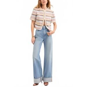 NEW VERONICA BEARD wyatt short sleeves jacket in stone khaki multi